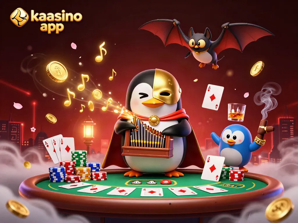 Experience the exciting kaasino app with a playful penguin and thrilling casino elements in 3D.