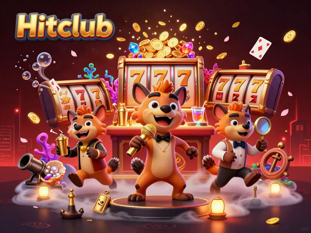 Hitclub showcases a vibrant casino scene with hyenas as characters, emphasizing an engaging gaming atmosphere.
