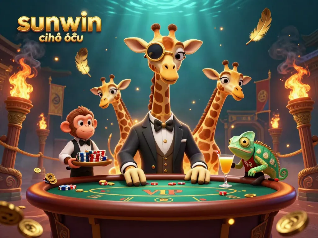 Experience sunwin chính thức with a high-roller giraffe at a packed casino table.