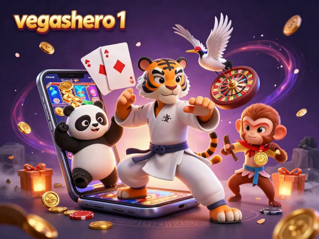 Experience the vibrant world of vegashero 1 with a thrilling casino-themed illustration featuring fun characters.
