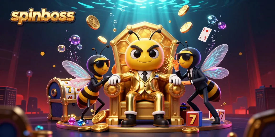 SpinBoss showcases an exciting 3D casino scene with vibrant characters and dynamic gambling elements.